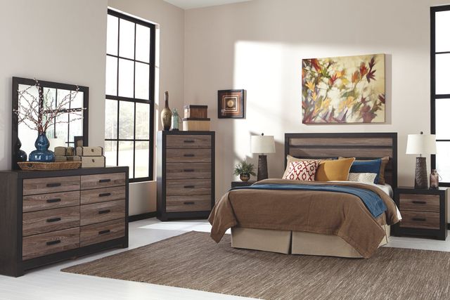 Signature Design by Ashley® Harlinton 2-Piece Warm Gray/Charcoal Queen/Full Panel Headboard Bed Set-3