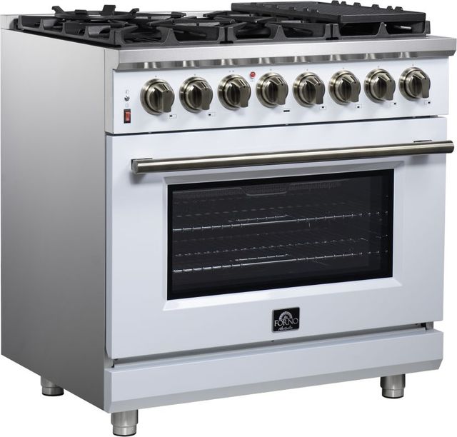 FORNO® Massimo Series Alta Qualita 36" White Pro Style Dual Fuel Range-2