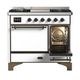Ilve® Majestic III 40" White Pro Style Dual Fuel Liquid Propane Range with Solid Door and Burnished Trim-3