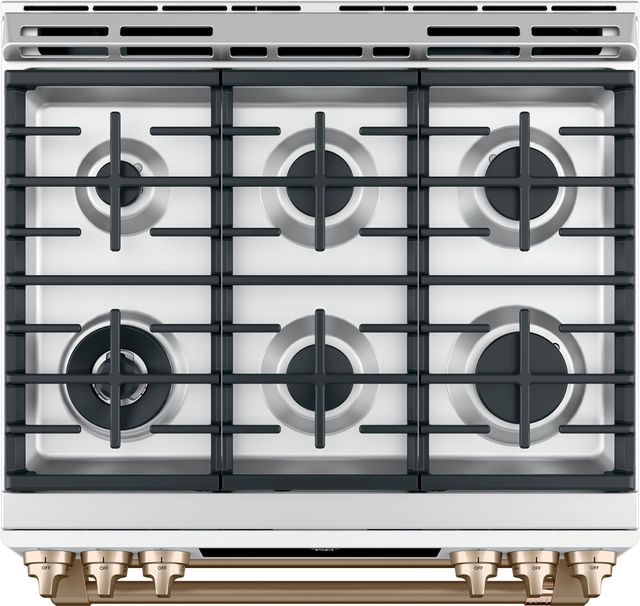 FLOOR MODEL Café™ 30" Matte White Double Oven Slide In Gas Range-1