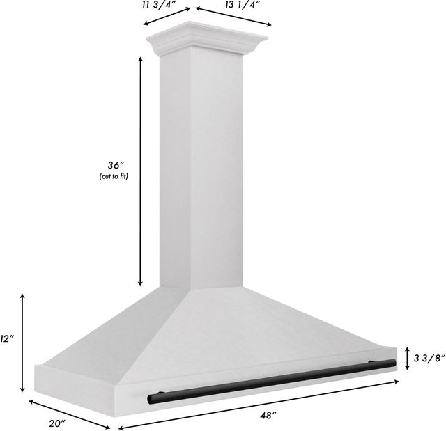 ZLINE Autograph Edition 48" Satin Stainless Steel Convertible Wall Mounted Range Hood with Matte Black Handle-2