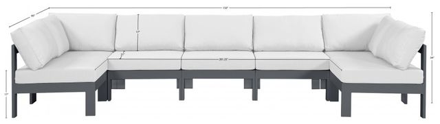 Meridian Furniture Nizuc 7-Piece Dark-Gray/White Aluminum/Fabric Outdoor Patio Modular Sectional-2