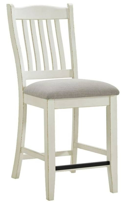Elements International Bellevue Antique White/Beige Counter Side Chair