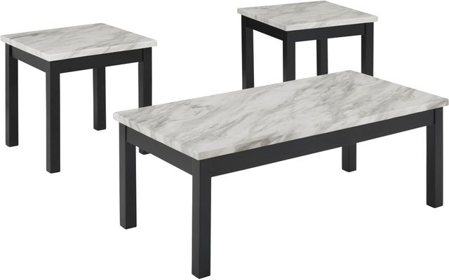 New Classic® Home Furnishings Celeste 3-Piece Black Living Room Table Set with Marble Top-0