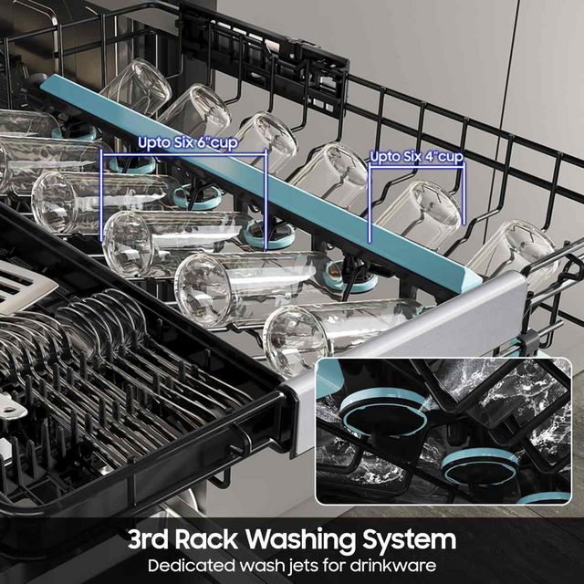 Samsung Bespoke 24" Fingerprint Resistant Stainless Steel Top Control Built In Smart Dishwasher with 3rd Rack Washing System-10