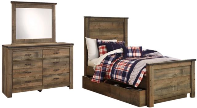 Signature Design by Ashley® Trinell 2-Piece Brown Twin Storage Panel Bed Set-0