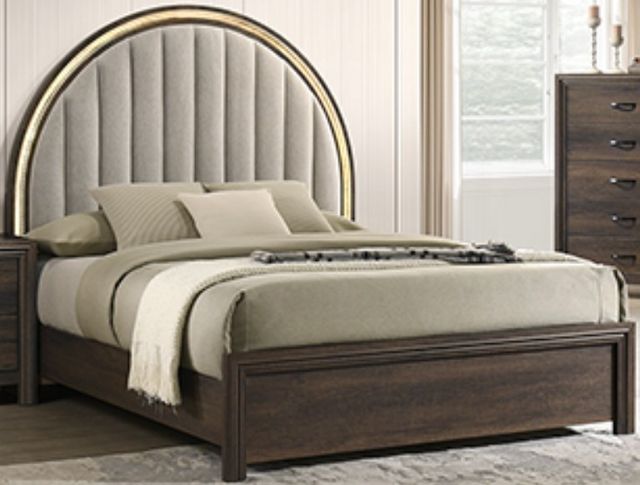 Crown Mark Noreen Brown King Upholstered Panel Bed-0