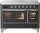 Ilve® Majestic III 48" Graphite Matte Pro Style Induction Range with Triple Glass Door and Chrome Trim-0