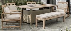 Furniture of America® Bordeaux 6-Piece Beige/Brown Aluminum/Fabric Outdoor Dining Set