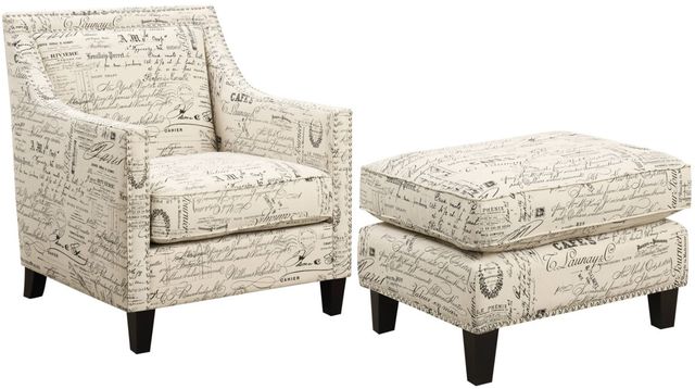 Elements International Erica French Script Chair and Ottoman Set-0