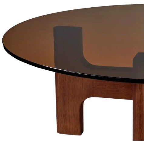 Moe's Home Collection Luke Amber Glass Top Coffee Table with Brown Base-2