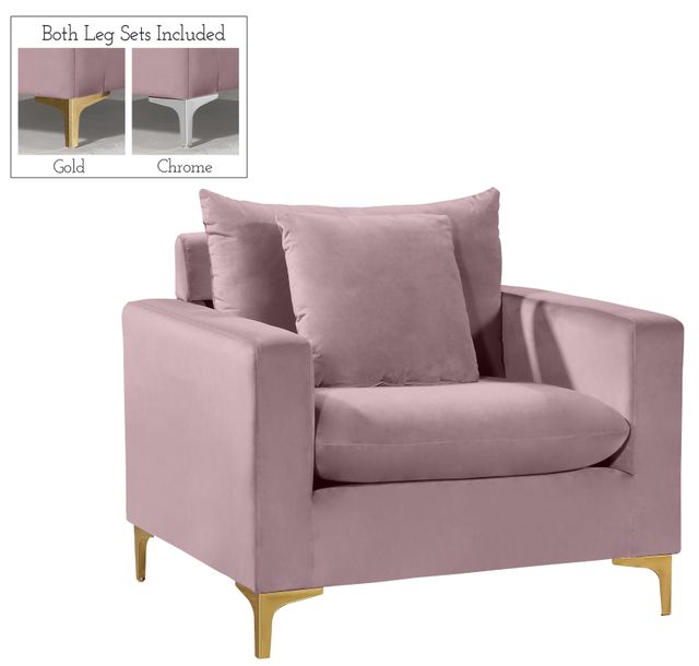 Meridian Furniture Naomi Pink Velvet Chair-0