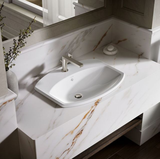 Kohler Cimarron® White 22.75" Single Faucet Hole Rectangle Drop-In Bathroom Sink-2