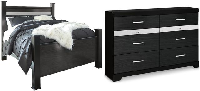 Signature Design by Ashley® Starberry 2-Piece Black King Poster Bed Set-0