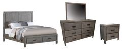 American Wholesale Furniture Copeland Gray 4-Piece Rustic Gray Storage Queen Bedroom Set