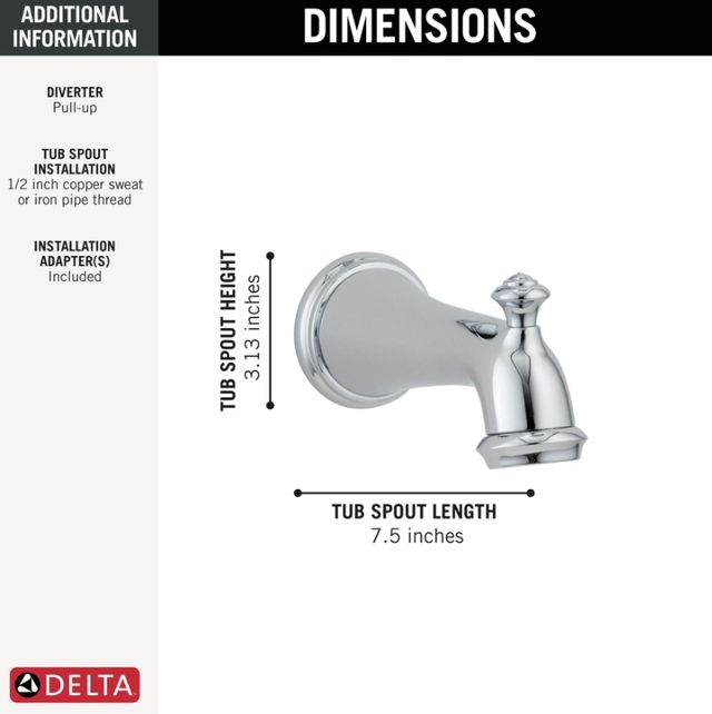 Delta Victorian® Chrome Pull-Up Diverter Tub Spout-1