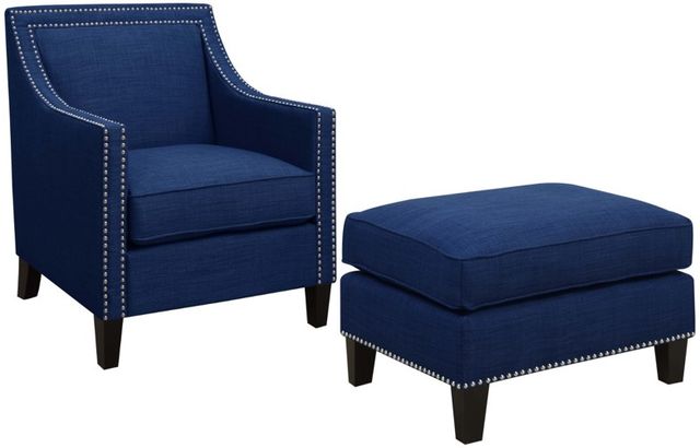 Elements International Erica Blue Chair and Ottoman Set-0