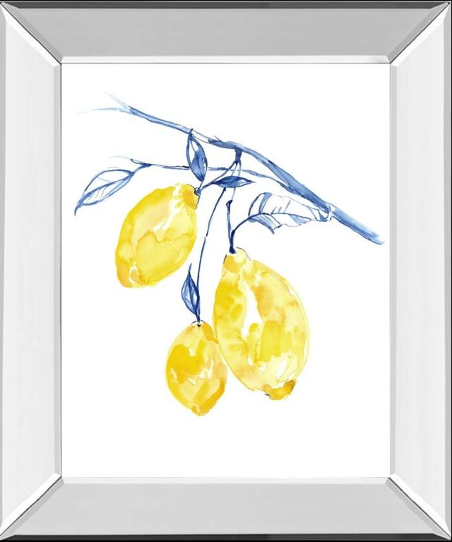 Classy Art Watercolor Lemons II by Jennifer Goldberger Mirror Framed Wall Art-0