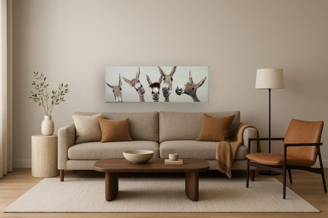 Classy Living Contemplative Flower Fuzzy Donkeys Wall Art-1