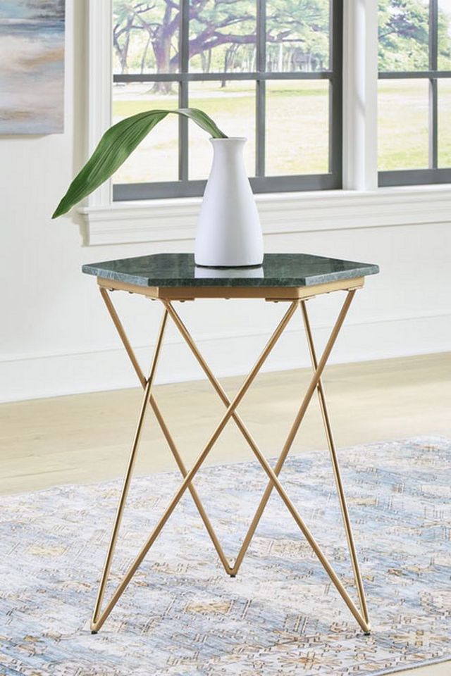 Signature Design by Ashley® Engelton Green Accent Table with Gold Base-3