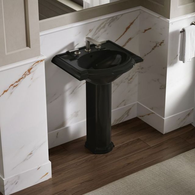 Kohler Devonshire® Black 24.25" Widespread Rectangular Pedestal Bathroom Sink-2