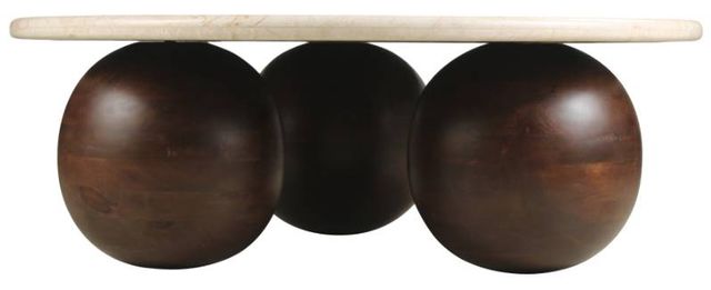 Meridian Furniture Treviso Beige Coffee Table with Walnut Base-3