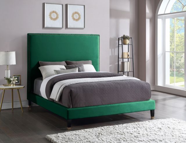 Meridian Furniture Harlie Green Velvet King Bed-3
