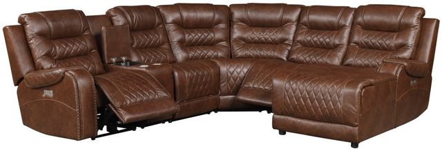 Homelegance® Putnam 6-Piece Brown Power Reclining Sectional with Chaise-1