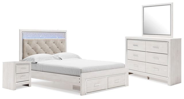 Signature Design by Ashley® Altyra 4-Piece White Queen Upholstered Storage Bed Set-0