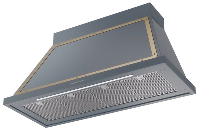 Ilve® Nostalgie II Noblesse 48'' Blue Gray Wall Mounted Range Hood with Brass Trim-1