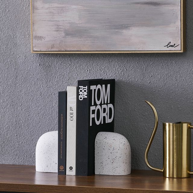 Renwil® Bruno Set of 2 White Terrazzo Bookends-2
