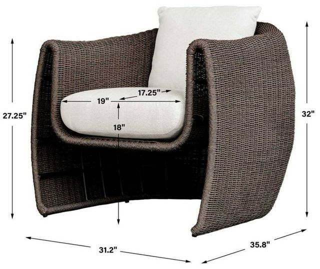 Uttermost® Tropic Mocha/Oyster White Fabric Wicker Outdoor Lounge Chair-2