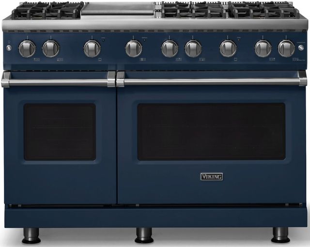Viking® 5 Series 48" Slate Blue Pro Style Gas (LP) Range with Polished Chrome Trim-0