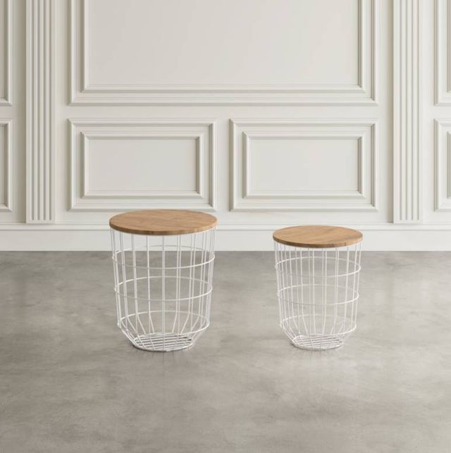 Jofran Inc. Global Archive Rondo 2-Piece Brown Nesting End Table Set with White Base-1