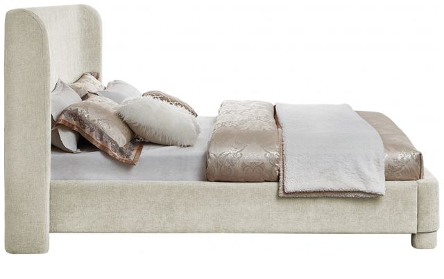 Meridian Furniture Penny Cream King Chenille Fabric Upholstered Panel Bed-2