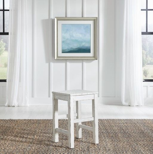 Liberty Furniture River Place Riverstone White Console Stool-1