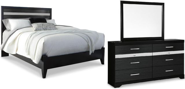Signature Design by Ashley® Starberry 3-Piece Black Queen Panel Bed Set-0