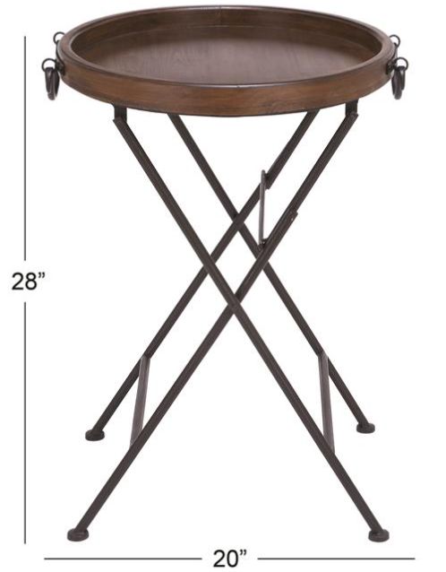 Deco Marche Brown Accent Table with Black Base-2