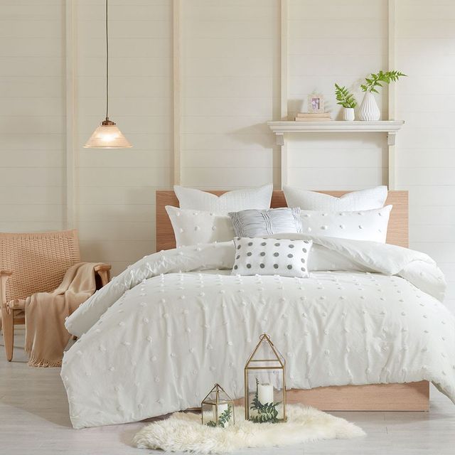 Olliix by Urban Habitat Ivory Twin/Twin XL Brooklyn Cotton Jacquard Duvet Cover Set-0