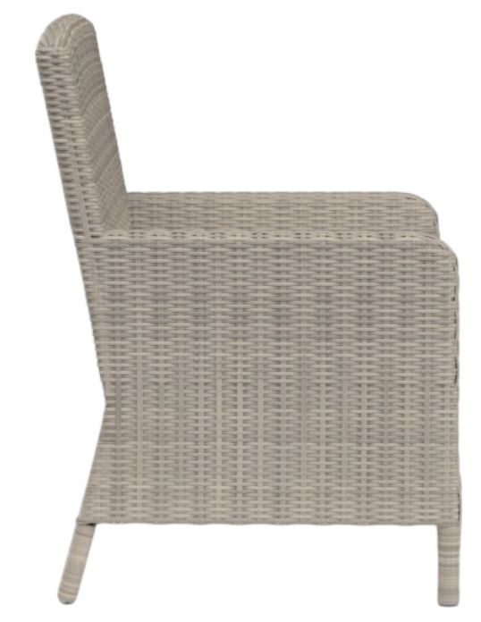 Sunset West Manhattan Dove Gray Resin Wicker Outdoor Dining Arm Chair with Linen Canvas Cushion-1