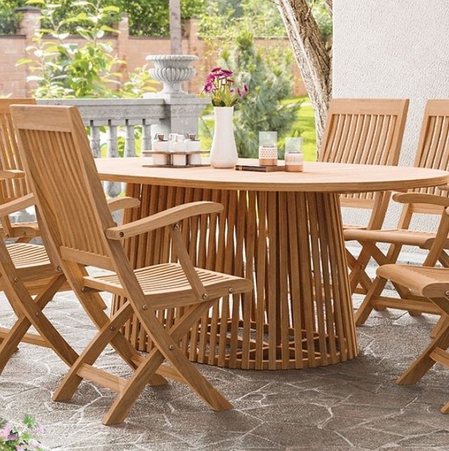 Furniture of America® Lovina Natural Teak Outdoor Oval Dining Table-1