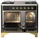 Ilve® Majestic III 40" Glossy Black Pro Style Dual Fuel Natural Gas Range with Solid Door and Brass Trim-1