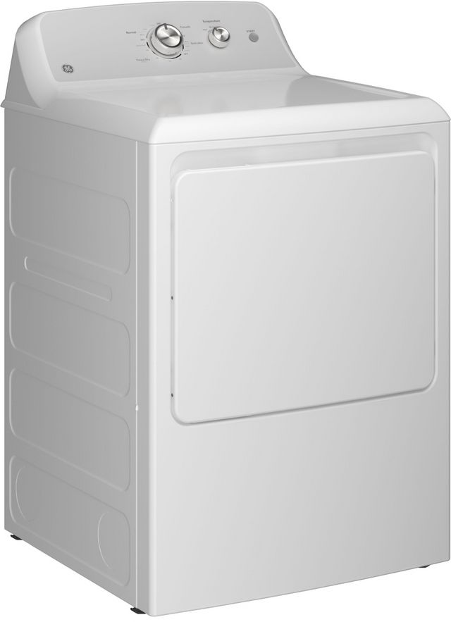 GE® 7.2 Cu. Ft. White with Silver Matte Backsplash Electric Dryer-2