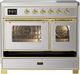 Ilve® Majestic III 40" Stainless Steel Pro Style Induction Range with Triple Glass Door and Brass Trim-2