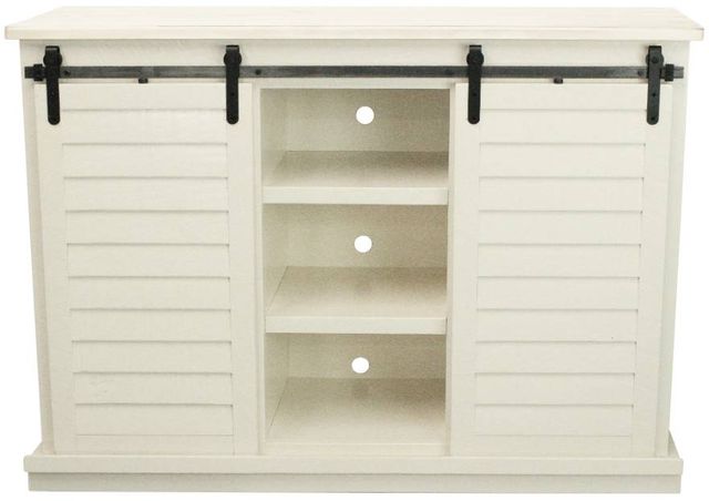 American Heartland Manufacturing Rustic Soft White 57" Tall Quaint Shutter TV Stand-0