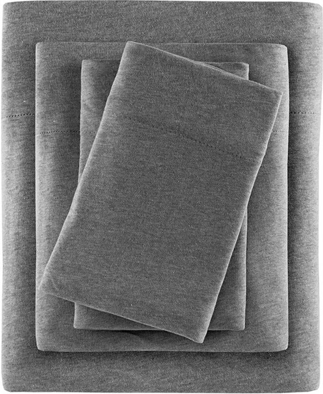 Olliix by Urban Habitat Charcoal Queen Heathered Cotton Jersey Knit Sheet Set-1