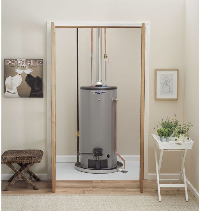 GE® 30 Gallon Gray Natural Gas Water Heater-1