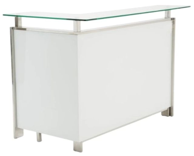 Michael Amini® State St. Glossy White/Stainless Steel Bar-0