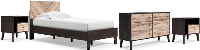 Signature Design by Ashley® Piperton 4-Piece Two-Tone Black/Brown Full Panel Platform Bed Set-0
