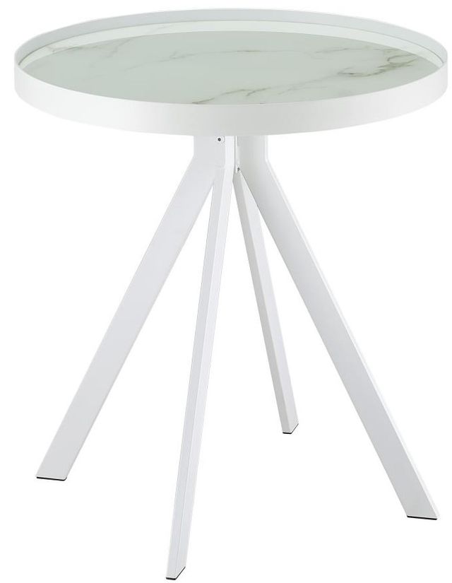 Coaster® Briggs 2-Piece Marble Printed Glass Top Occasional Table with White Base Set-1